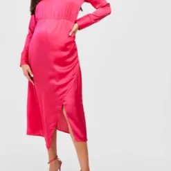 Maternité - Robe De Grossesse Satinée -Pas Cher Vêtue Diva Magasin gzz33677 hot20pink xl 3