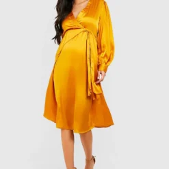 Maternité - Robe De Grossesse Patineuse Satinée 8 Maternité - Robe De Grossesse Patineuse Satinée -Pas Cher Vêtue Diva Magasin gzz33742 mustard xl 2