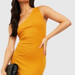 Robe Mi-longue Côtelée Asymétrique 8 Robe Mi-longue Côtelée Asymétrique -Pas Cher Vêtue Diva Magasin gzz34115 mustard xl 2