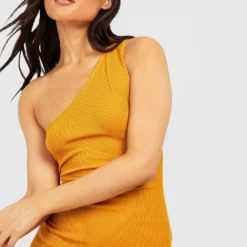 Robe Mi-longue Côtelée Asymétrique 9 Robe Mi-longue Côtelée Asymétrique -Pas Cher Vêtue Diva Magasin gzz34115 mustard xl 3