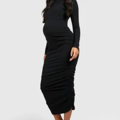 Maternité - Robe De Grossesse Froncée Texturée 8 Maternité - Robe De Grossesse Froncée Texturée -Pas Cher Vêtue Diva Magasin gzz34235 black xl 2