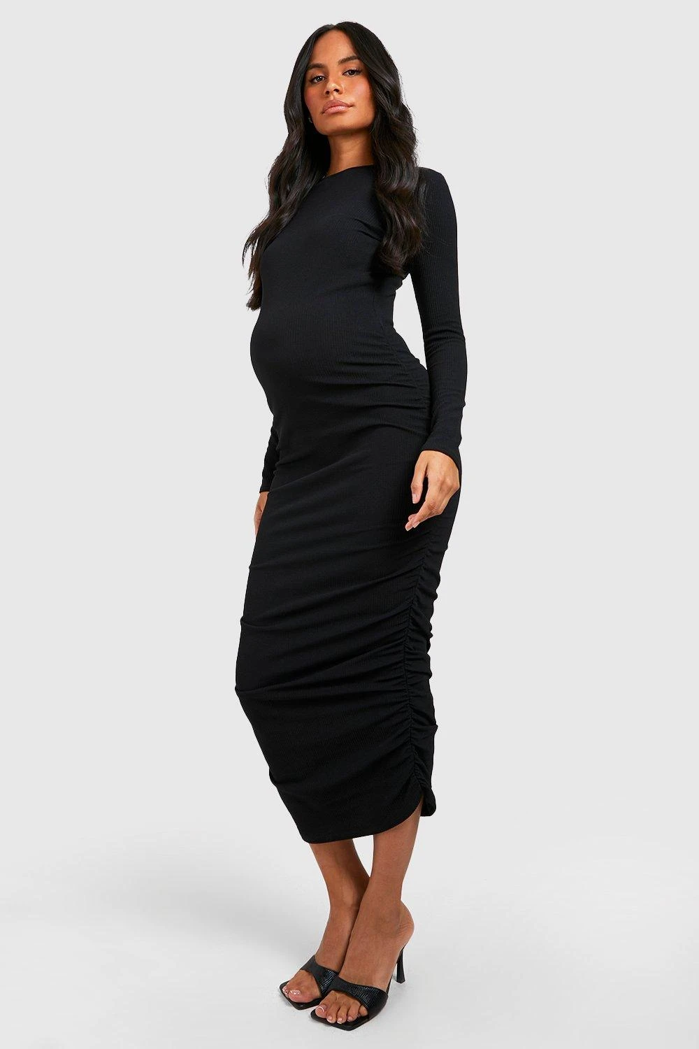 Maternité - Robe De Grossesse Froncée Texturée 5 Maternité - Robe De Grossesse Froncée Texturée – Image 3