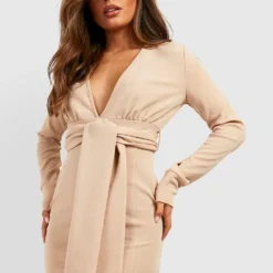 Robe Mi-longue Nouée à Décolleté Plongeant 9 Robe Mi-longue Nouée à Décolleté Plongeant -Pas Cher Vêtue Diva Magasin gzz34252 stone xl 3