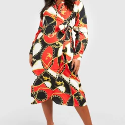 Grande Taille - Robe Portefeuille Mi-longue Imprimée -Pas Cher Vêtue Diva Magasin gzz34577 black xl 2