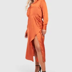 Grande Taille - Robe Mi-longue Satinée -Pas Cher Vêtue Diva Magasin gzz34587 rust xl 2 scaled