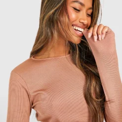 Robe Longue Côtelée à Manches Longues 9 Robe Longue Côtelée à Manches Longues -Pas Cher Vêtue Diva Magasin gzz34601 camel xl 3