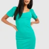 Robe Courte Basique En Mesh à Manches Bouffantes -Pas Cher Vêtue Diva Magasin gzz35064 bright20green xl