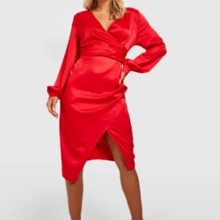 Robe Cache-cœur Mi-longue Satinée