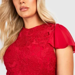 Grande Taille - Robe Patineuse En Dentelle à Manches Volantées -Pas Cher Vêtue Diva Magasin gzz35695 berry xl 3 scaled