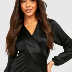 Robe Portefeuille Satinée Soyeuse -Pas Cher Vêtue Diva Magasin gzz35886 black xl 3