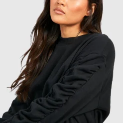 Robe Sweat à Ceinture Et Manches Volantées -Pas Cher Vêtue Diva Magasin gzz35898 black xl 3