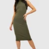 Robe Mi-longue Moulante à Dos Nageur -Pas Cher Vêtue Diva Magasin gzz35912 olive xl