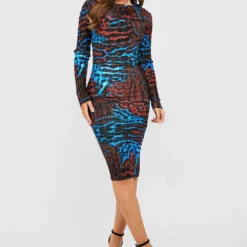 Robe Mi-longue à Imprimé Léopard -Pas Cher Vêtue Diva Magasin gzz35934 multi xl 2