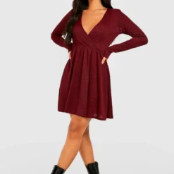Petite - Robe Patineuse En Maille -Pas Cher Vêtue Diva Magasin gzz37257 red xl 2