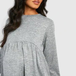 Maternité - Robe De Grossesse Babydoll En Maille -Pas Cher Vêtue Diva Magasin gzz37410 grey xl 3