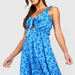 Tall - Robe D'été Nouée Fleurie -Pas Cher Vêtue Diva Magasin gzz37496 blue xl 3