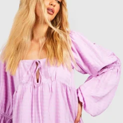 Tall - Robe à Volants Et Manches Bouffantes -Pas Cher Vêtue Diva Magasin gzz37590 lilac xl 3