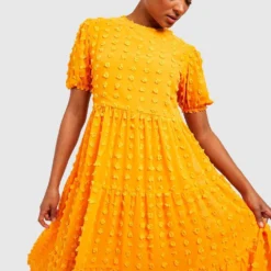 Tall - Robe Babydoll Oversize En Plumetis -Pas Cher Vêtue Diva Magasin gzz37618 orange xl 3