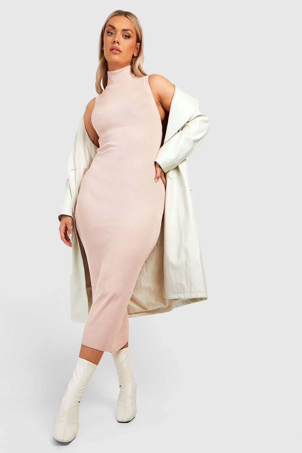 Grande Taille - Robe Longue En Maille à Col Montant 3 Grande Taille - Robe Longue En Maille à Col Montant