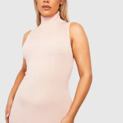 Grande Taille - Robe Longue En Maille à Col Montant 9 Grande Taille - Robe Longue En Maille à Col Montant -Pas Cher Vêtue Diva Magasin gzz37724 nude xl 3