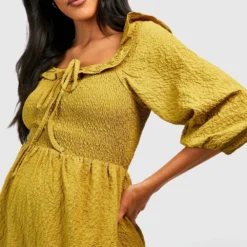 Maternité - Robe De Grossesse Texturée -Pas Cher Vêtue Diva Magasin gzz37746 olive xl 2