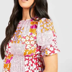 Maternité - Robe De Grossesse Mi-longue à Manches Bouffantes Et Imprimé Fleuri -Pas Cher Vêtue Diva Magasin gzz37754 multi xl 3