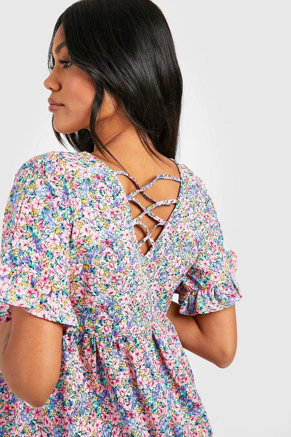 Maternité - Robe De Grossesse Babydoll Fleurie 6 Maternité - Robe De Grossesse Babydoll Fleurie – Image 4