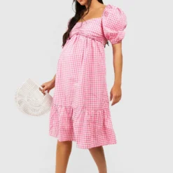 Maternité - Robe De Grossesse Mi-longue Brodée -Pas Cher Vêtue Diva Magasin gzz37809 pink xl 2