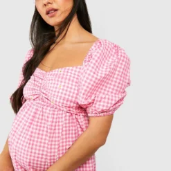 Maternité - Robe De Grossesse Mi-longue Brodée -Pas Cher Vêtue Diva Magasin gzz37809 pink xl 3