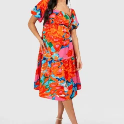 BOOHOO Maternité - Robe De Grossesse Nouée à Manches Bouffantes