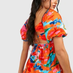 BOOHOO Maternité - Robe De Grossesse Nouée à Manches Bouffantes -Pas Cher Vêtue Diva Magasin gzz37811 multi xl 3