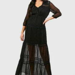 Maternité - Robe De Grossesse Plumetis à Dentelle -Pas Cher Vêtue Diva Magasin gzz37831 black xl 2