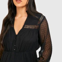 Maternité - Robe De Grossesse Plumetis à Dentelle -Pas Cher Vêtue Diva Magasin gzz37831 black xl 3