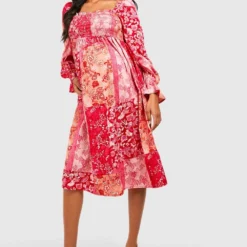 Maternité - Robe De Grossesse Mi-longue Froncée -Pas Cher Vêtue Diva Magasin gzz37837 pink xl 2