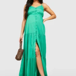 Maternité - Robe De Grossesse Longue à Volants étagés -Pas Cher Vêtue Diva Magasin gzz37851 green xl 2 scaled