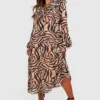 Grande Taille - Robe Longue à Imprimé Animal Et Volants 1 Grande Taille - Robe Longue à Imprimé Animal Et Volants -Pas Cher Vêtue Diva Magasin gzz37975 brown xl