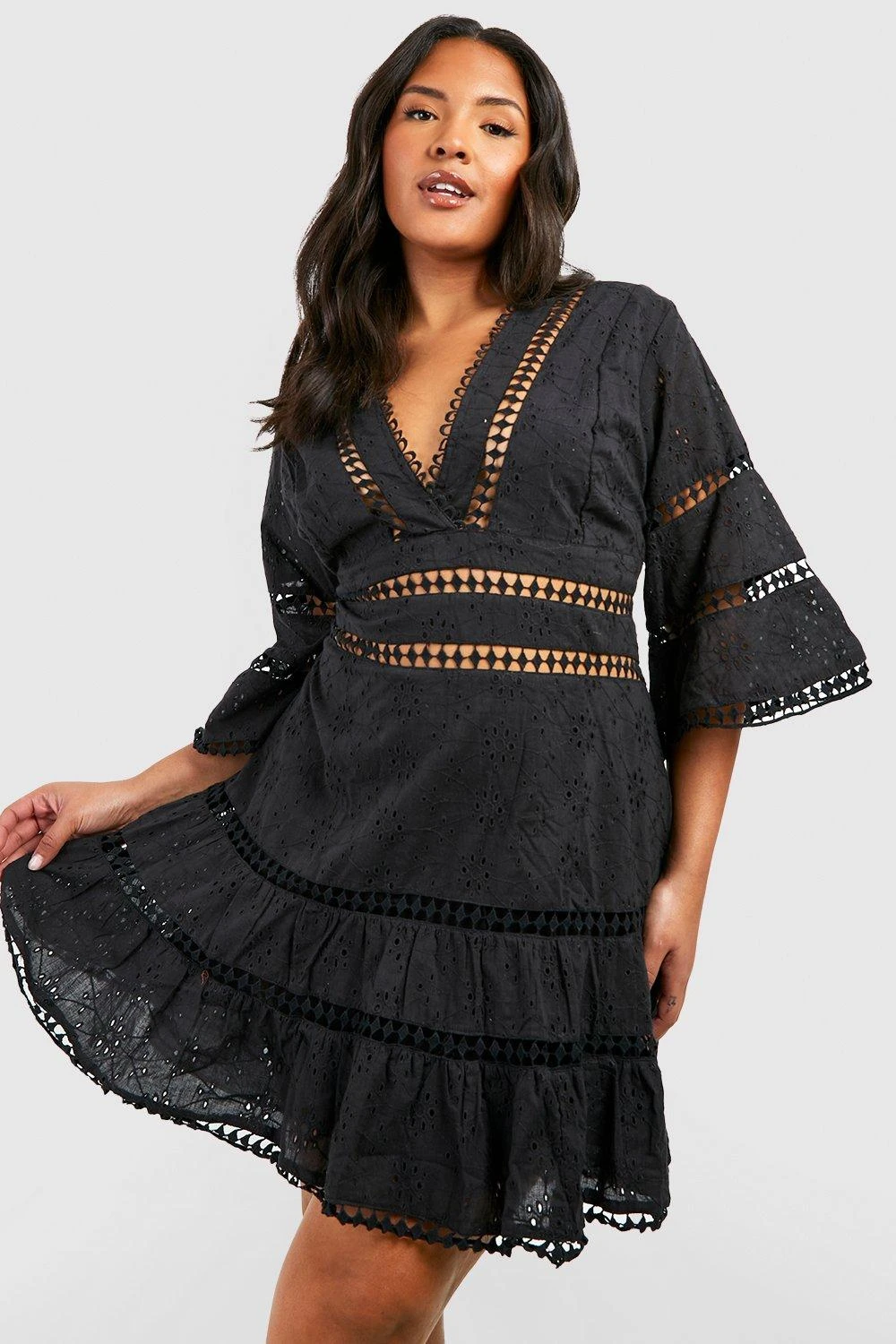 Grande Taille - Robe Babydoll En Broderie Anglaise