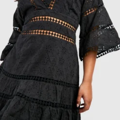 Grande Taille - Robe Babydoll En Broderie Anglaise -Pas Cher Vêtue Diva Magasin gzz37976 black xl 3