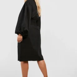 Grande Taille - Robe Mi-longue En Coton à Manches Tombantes -Pas Cher Vêtue Diva Magasin gzz37989 black xl 1