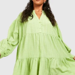 Grande Taille - Robe Babydoll Texturée -Pas Cher Vêtue Diva Magasin gzz38005 pistachio xl 3