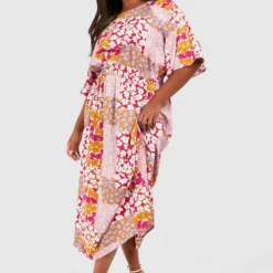 Grande Taille - Robe Fleurie à Manches Larges -Pas Cher Vêtue Diva Magasin gzz38013 multi xl 2 scaled