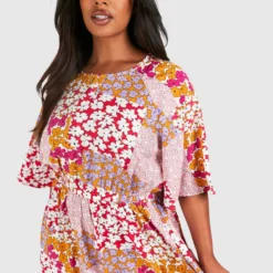 Grande Taille - Robe Fleurie à Manches Larges -Pas Cher Vêtue Diva Magasin gzz38013 multi xl 3 scaled
