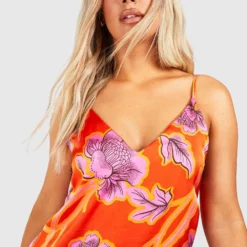 Grande Taille - Robe Longue Satinée Fleurie -Pas Cher Vêtue Diva Magasin gzz38015 pink xl 3