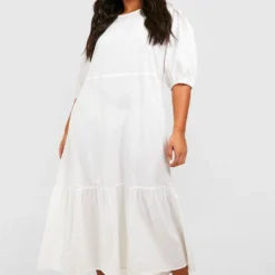 Grande Taille - Robe Mi-longue Dos Nu à Manches Bouffantes 8 Grande Taille - Robe Mi-longue Dos Nu à Manches Bouffantes -Pas Cher Vêtue Diva Magasin gzz38044 white xl 2