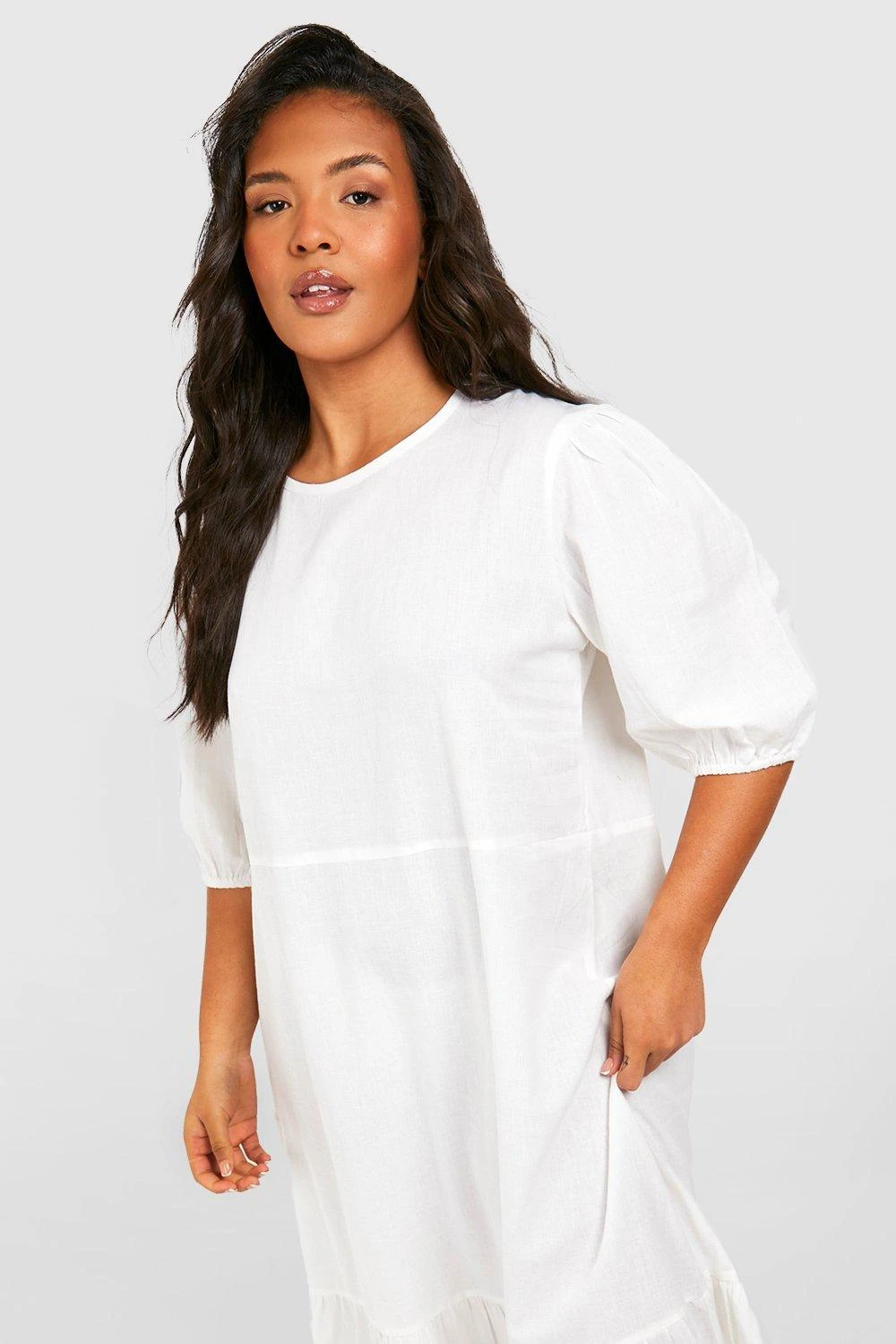 Grande Taille - Robe Mi-longue Dos Nu à Manches Bouffantes 6 Grande Taille - Robe Mi-longue Dos Nu à Manches Bouffantes – Image 4