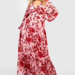 BOOHOO Grande Taille - Robe Plumetis Fleurie En Mesh -Pas Cher Vêtue Diva Magasin gzz38078 pink xl 2