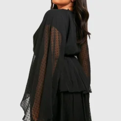 Grande Taille - Robe Patineuse En Mesh à Manches Courtes -Pas Cher Vêtue Diva Magasin gzz38079 black xl 1