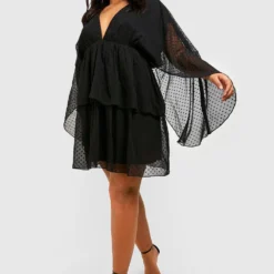 Grande Taille - Robe Patineuse En Mesh à Manches Courtes -Pas Cher Vêtue Diva Magasin gzz38079 black xl 2