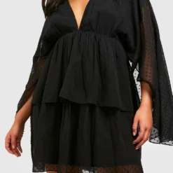 Grande Taille - Robe Patineuse En Mesh à Manches Courtes -Pas Cher Vêtue Diva Magasin gzz38079 black xl 3