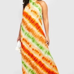 Grande Taille - Robe Longue Tie Dye à Col Montant 8 Grande Taille - Robe Longue Tie Dye à Col Montant -Pas Cher Vêtue Diva Magasin gzz38127 orange xl 2